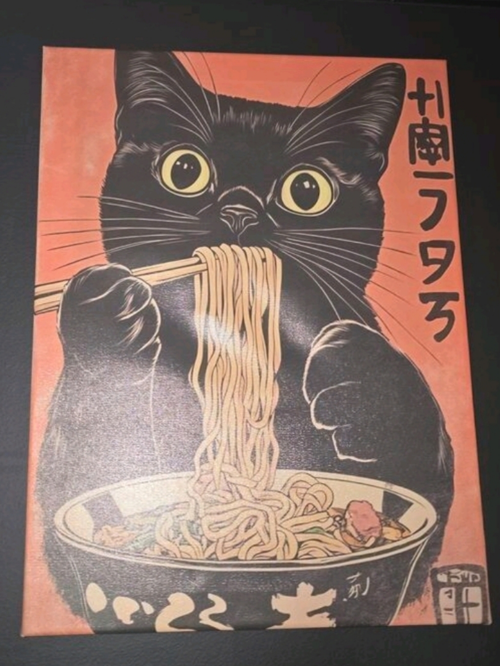 Black Cat Ramen Art Poster Print  (50 cm x 70 cm)